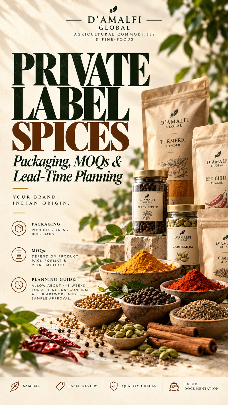 Private Label Spices from India: Packaging, MOQs and Lead-Time Planning