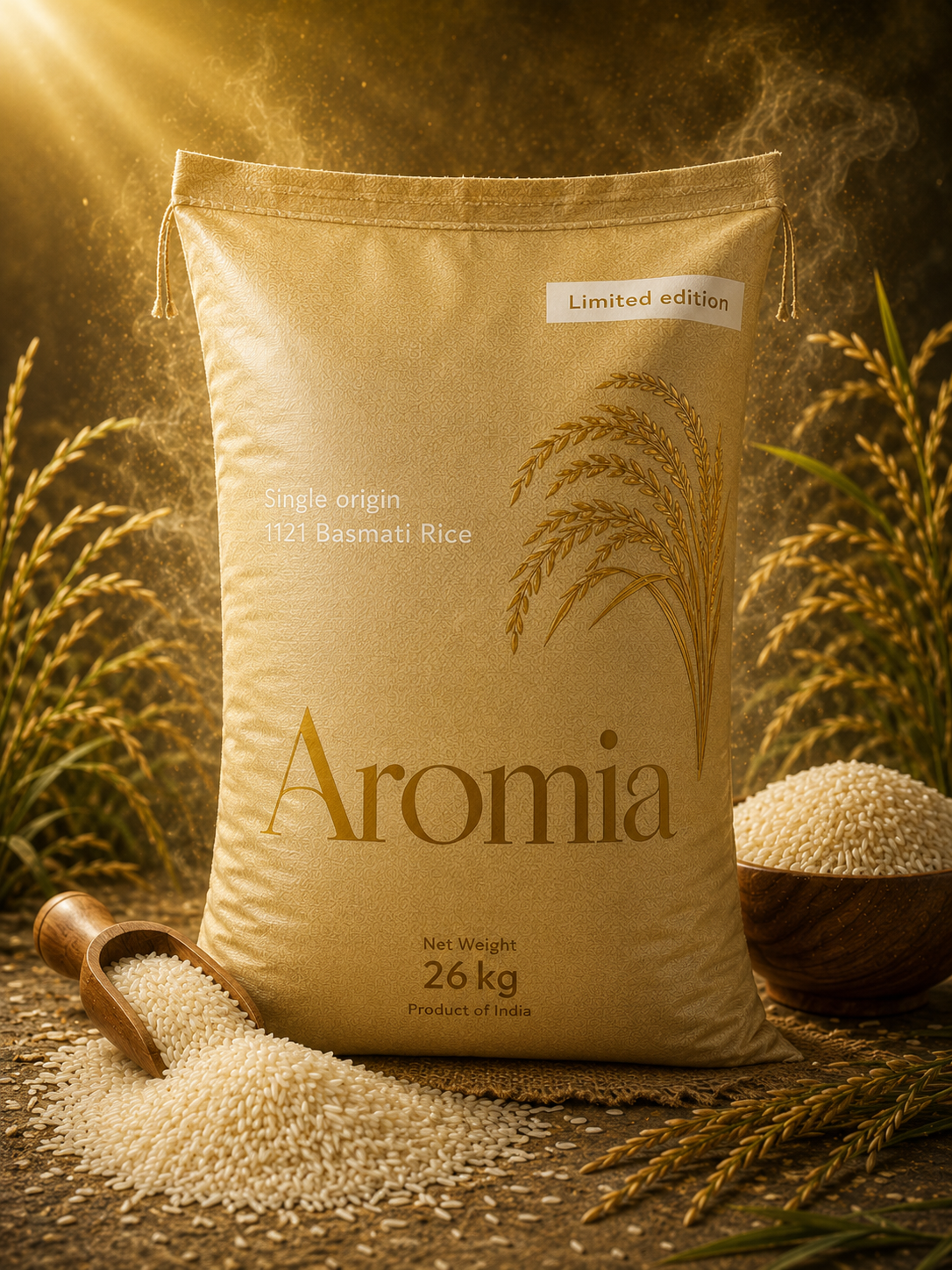 Basmati 1121 Rice packaging by D'Amalfi