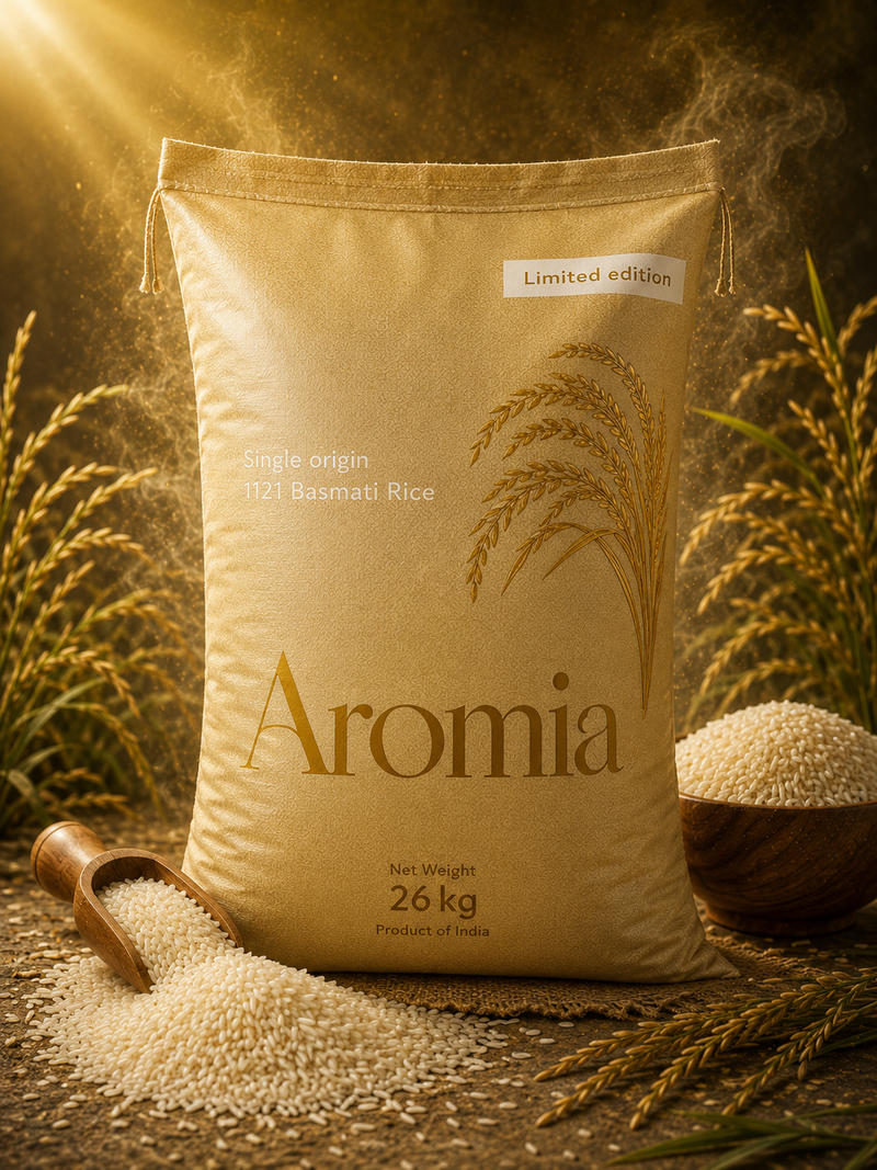 Basmati 1121 Rice packaging by D'Amalfi